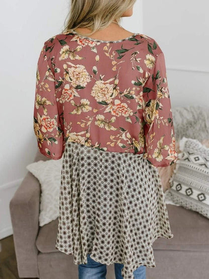 🌸Dámský kardigan s květinovým vzorem, volánkovými rukávy a vázáním vpředu – vzdušné, volné svršky v boho stylu