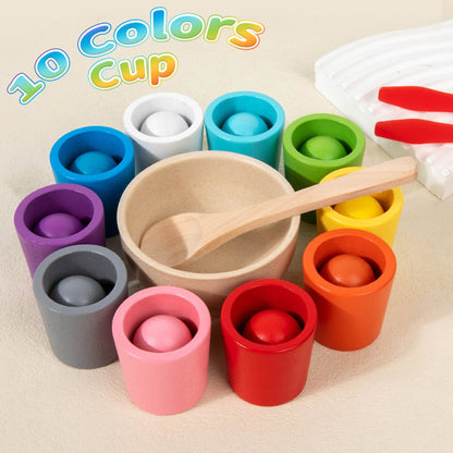 🌈 Duhové kuličky v kelímcích – Montessori hračka pro učení a zábavu! ✨