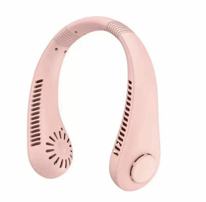 Přenosný mini ventilátor na krk, dobíjecí přes USB, bezlopatkový, s 3 rychlostmi a silným proudem vzduchu