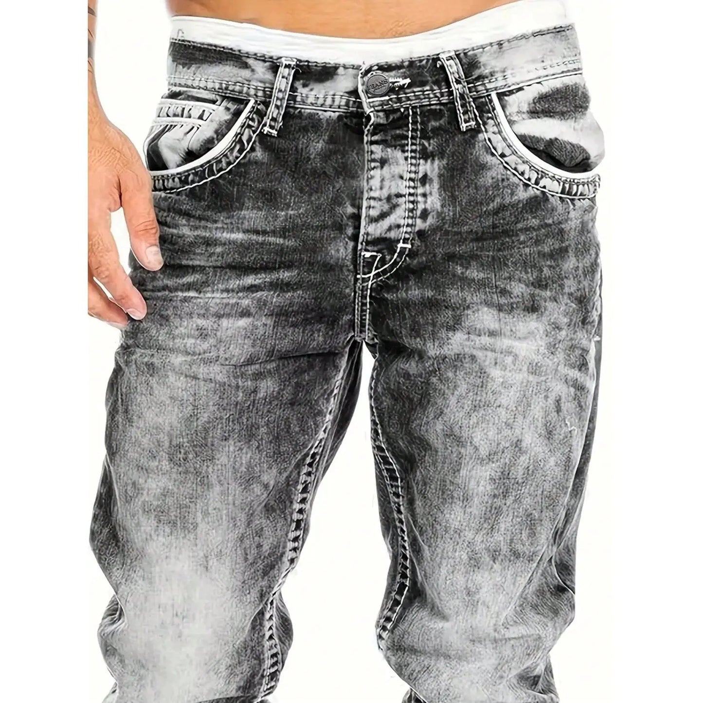 👖 Pánské kreativní volné džíny s vintage efektem – pohodlí + streetwear styl