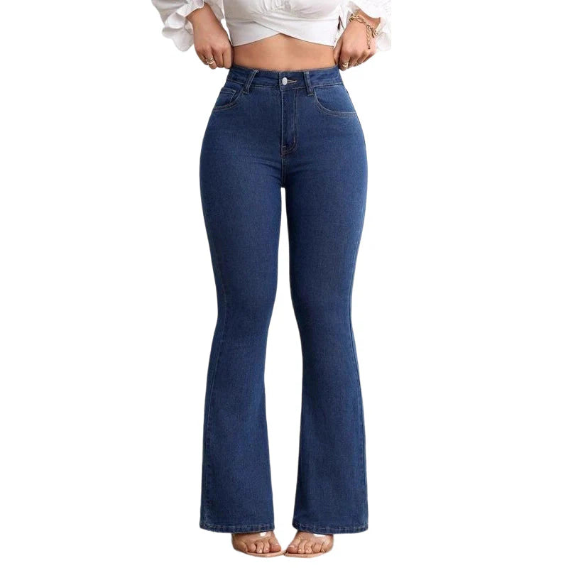 👖Dámské džíny s vysokým pasem, elastické a se širokými nohavicemi