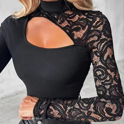 👚 Dámský top s asymetrickým výstřihem a krajkou!