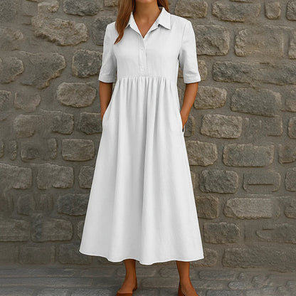 👗 Dámské ležérní midi šaty s empire pasem a košiličkovým stylem
