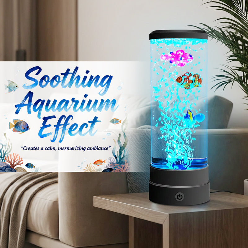 😍 LED Lampička s Bublinkami a Rybkami – 7 barev & dálkové ovládání! 🐠