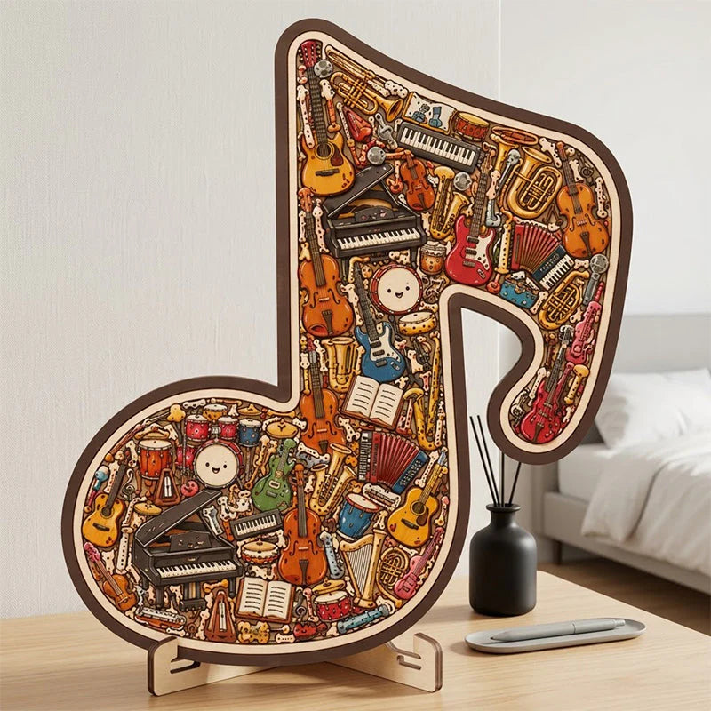 🎸 Užijte si kreativní hudební výzvu – Dřevěná skládačka ve tvaru hudebního nástroje – Platba při převzetí 🧩