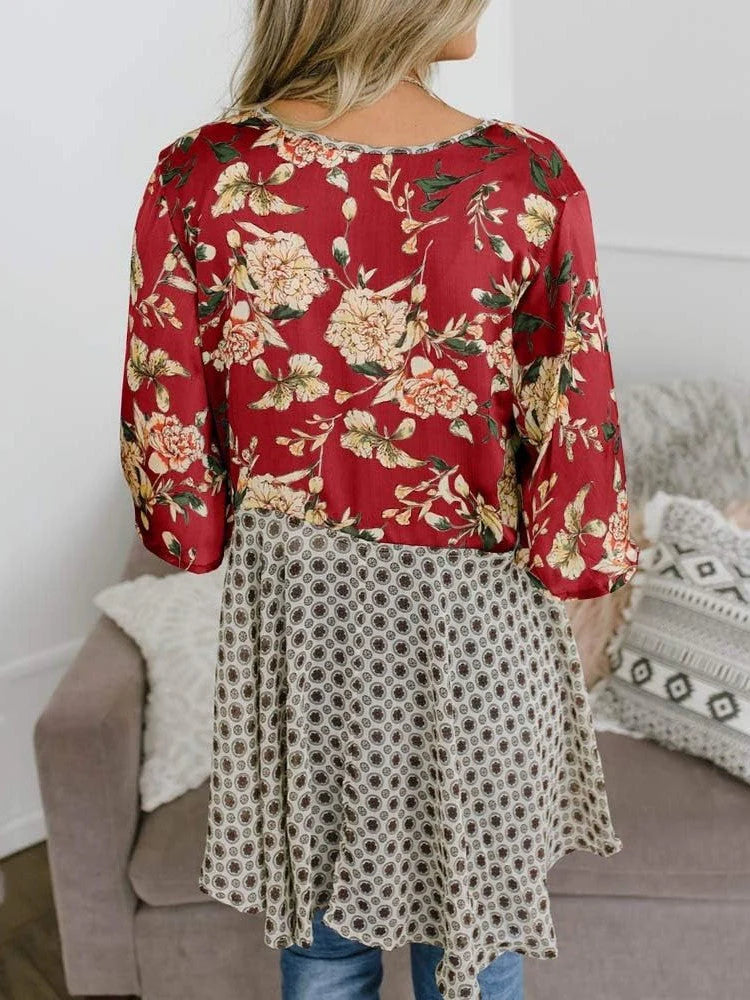 🌸Dámský kardigan s květinovým vzorem, volánkovými rukávy a vázáním vpředu – vzdušné, volné svršky v boho stylu