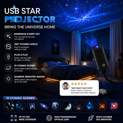 🌟 Proměňte strop v kouzelnou hvězdnou oblohu! HD galaktický projektor