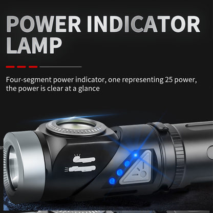 💡🔄 LED čelovka a svítilna s otočnou hlavou 90° + magnet – Univerzální osvětlení! ✨