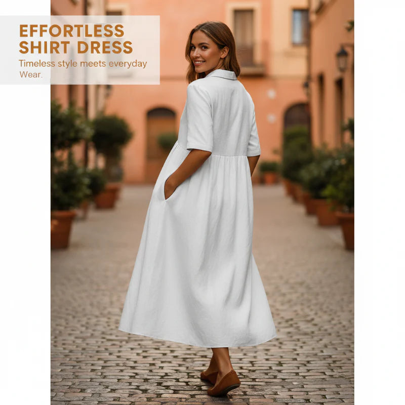 👗 Dámské ležérní midi šaty s empire pasem a košiličkovým stylem