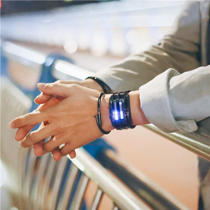 Digitální LED hodiny – nerezová ocel, modré podsvícení, sportovní styl, voděodolné, moderní