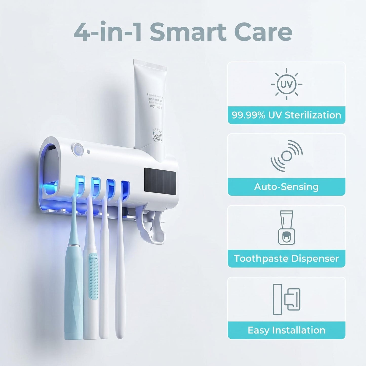 🦷 UV sterilizační držák na zubní kartáčky – hygiena a pořádek v koupelně! ✨