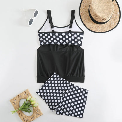 👙 Dvoudílné plavky color-block s puntíky – stylové & pohodlné 💖