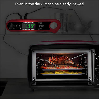 🍖 Teploměr na maso se dvěma sondami – současné měření dvou pokrmů + alarm! 🔥
