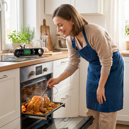 🍖 Teploměr na maso se dvěma sondami – současné měření dvou pokrmů + alarm! 🔥