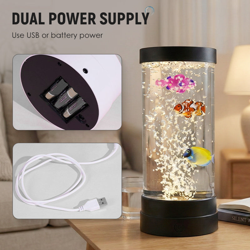 😍 LED Lampička s Bublinkami a Rybkami – 7 barev & dálkové ovládání! 🐠