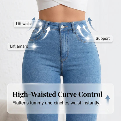 👖Dámské džíny s vysokým pasem, elastické a se širokými nohavicemi