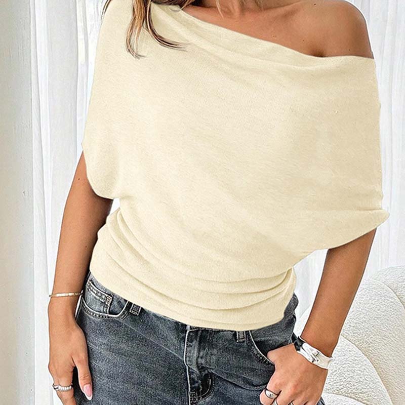 👚 Dámský asymetrický top s netopýřími rukávy – měkký, lichotivý a všestranný