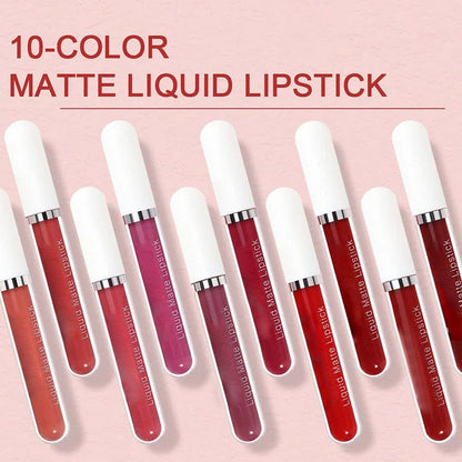 Sada voděodolných matných rtěnek – 10 odstínů, celodenní výdrž 💄