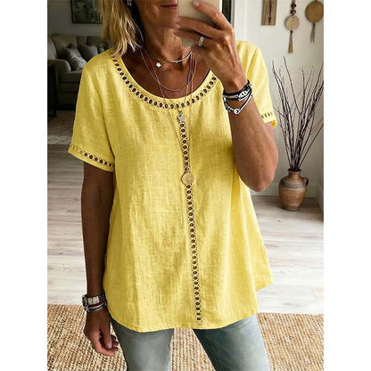 🌸 Bohémské tričko s prořezanými detaily – letní styl a pohodlí v jednom! ☀️
