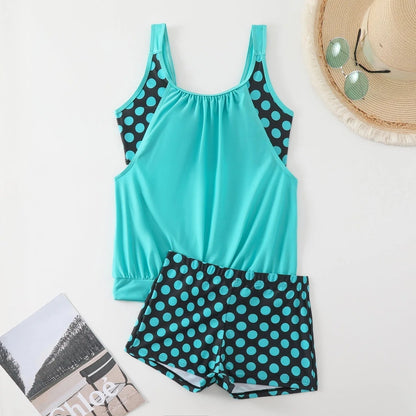 👙 Dvoudílné plavky color-block s puntíky – stylové & pohodlné 💖