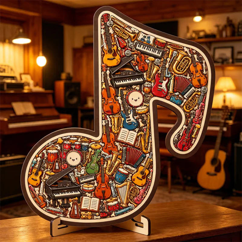 🎸 Užijte si kreativní hudební výzvu – Dřevěná skládačka ve tvaru hudebního nástroje – Platba při převzetí 🧩
