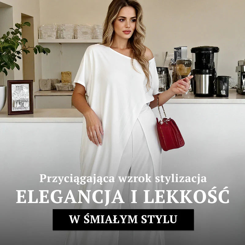 👗 Dvoudílný set top s odhalenými rameny + kalhoty – jednobarevný a prodyšný na léto