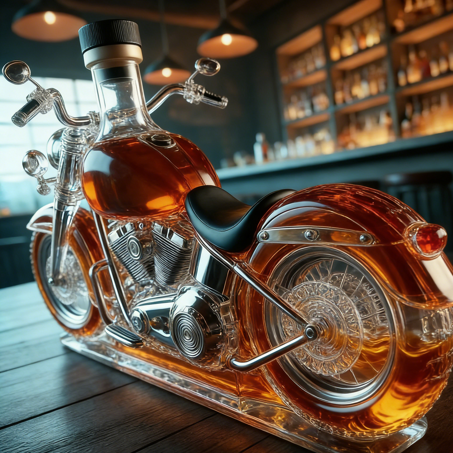 🏍️ Karafa na whisky ve tvaru motorky, která oživí každý bar! 🔥