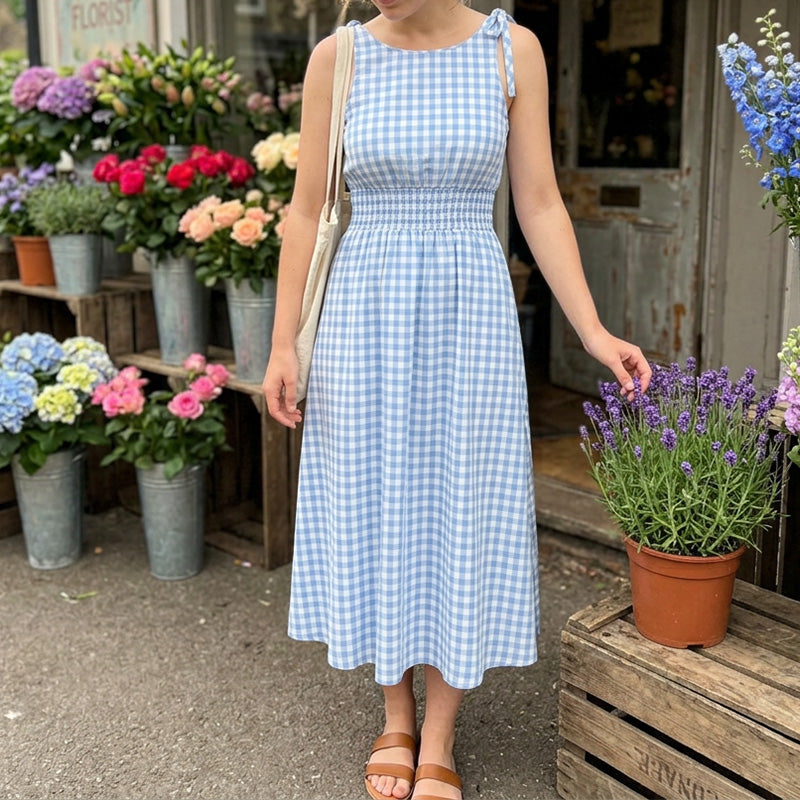👗 Retro maxišaty s kostkovaným vzorem – letní elegance a pohodlí! ✨