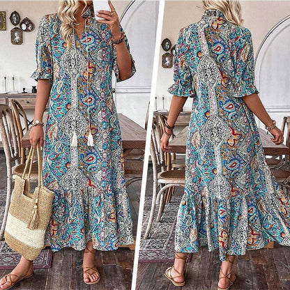 💃Elegantní šaty ve stylu boho s květinovým potiskem