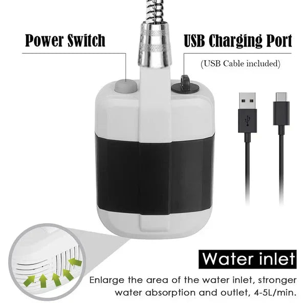 🚿Venkovní přenosná sprcha s napájením přes USB
