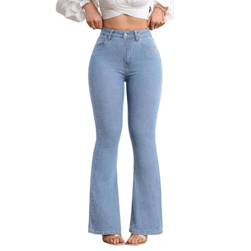 👖Dámské džíny s vysokým pasem, elastické a se širokými nohavicemi
