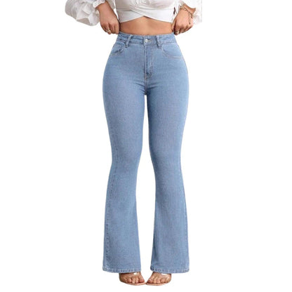 👖Dámské džíny s vysokým pasem, elastické a se širokými nohavicemi