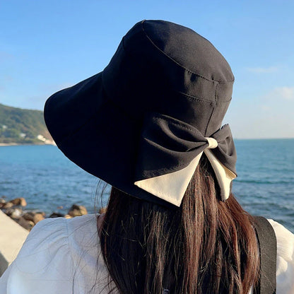 🌞👒 Chraňte si obličej a krk před sluncem – Dámský skládací klobouk se širokou krempou a mašlí – Platba na dobírku