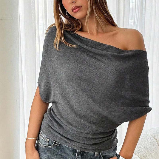 👚 Dámský asymetrický top s netopýřími rukávy – měkký, lichotivý a všestranný