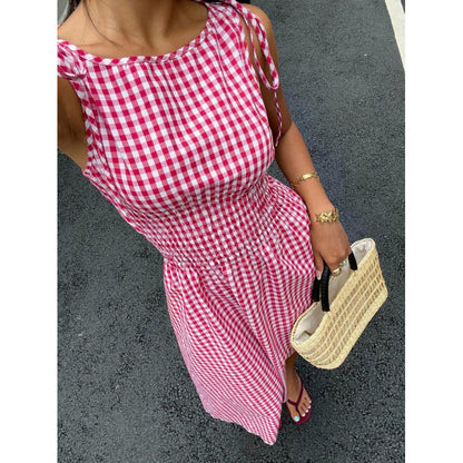 👗 Retro maxišaty s kostkovaným vzorem – letní elegance a pohodlí! ✨