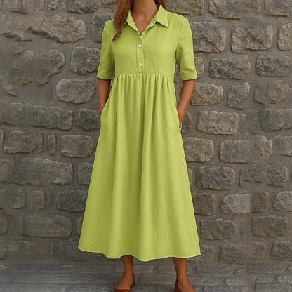 👗 Dámské ležérní midi šaty s empire pasem a košiličkovým stylem