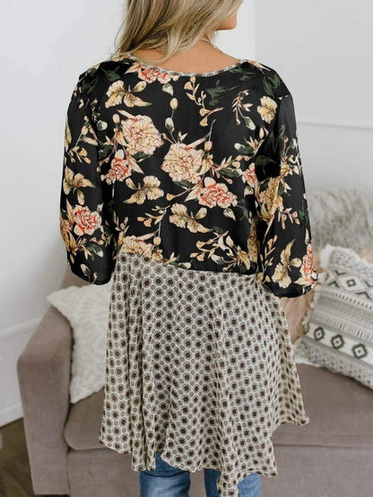 🌸Dámský kardigan s květinovým vzorem, volánkovými rukávy a vázáním vpředu – vzdušné, volné svršky v boho stylu