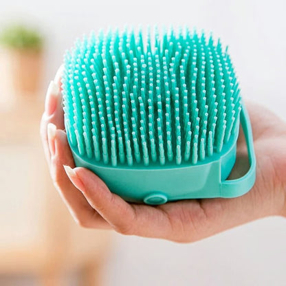 【🎁 Čím více nakoupíte, tím více slev získáte】Silikonová pomůcka na péči o srst psů a koček | Kartáč na koupání s dávkovačem šamponu ()