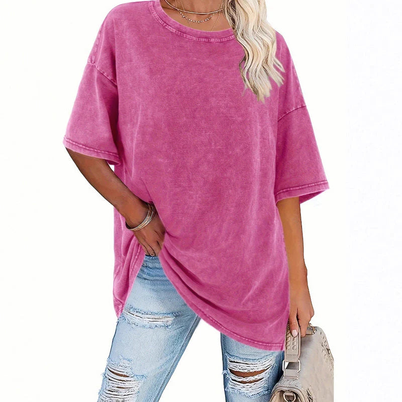 🔥 Novinka 2026-Dámské oversized tričko ve stylu vintage s omytým vzhledem
