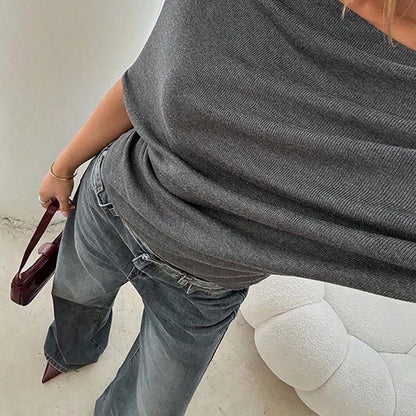 👚 Dámský asymetrický top s netopýřími rukávy – měkký, lichotivý a všestranný