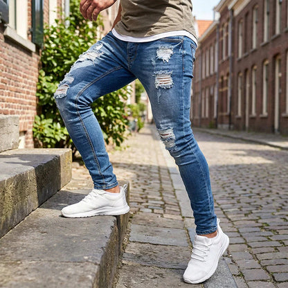 🔥🎁Nová 50% SLEVA🔥Stylové pánské skinny džíny s efektem opotřebení