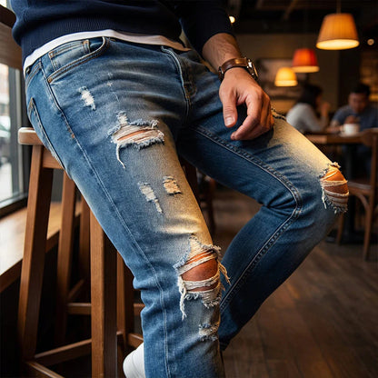 🔥🎁Nová 50% SLEVA🔥Stylové pánské skinny džíny s efektem opotřebení