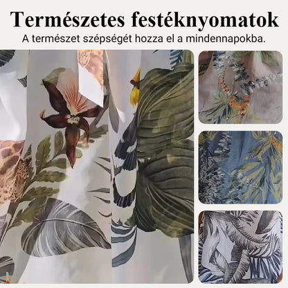 🌼Dámské bavlněné a plátěné šaty s kulatým výstřihem a potiskem