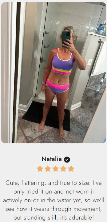 🔥🎁Novinka: 50% SLEVA🔥🌼 Třídílné sportovní bikiny z nylonu s barevnými bloky – vysoký pas se zeštíhlujícím efektem na břicho 👙