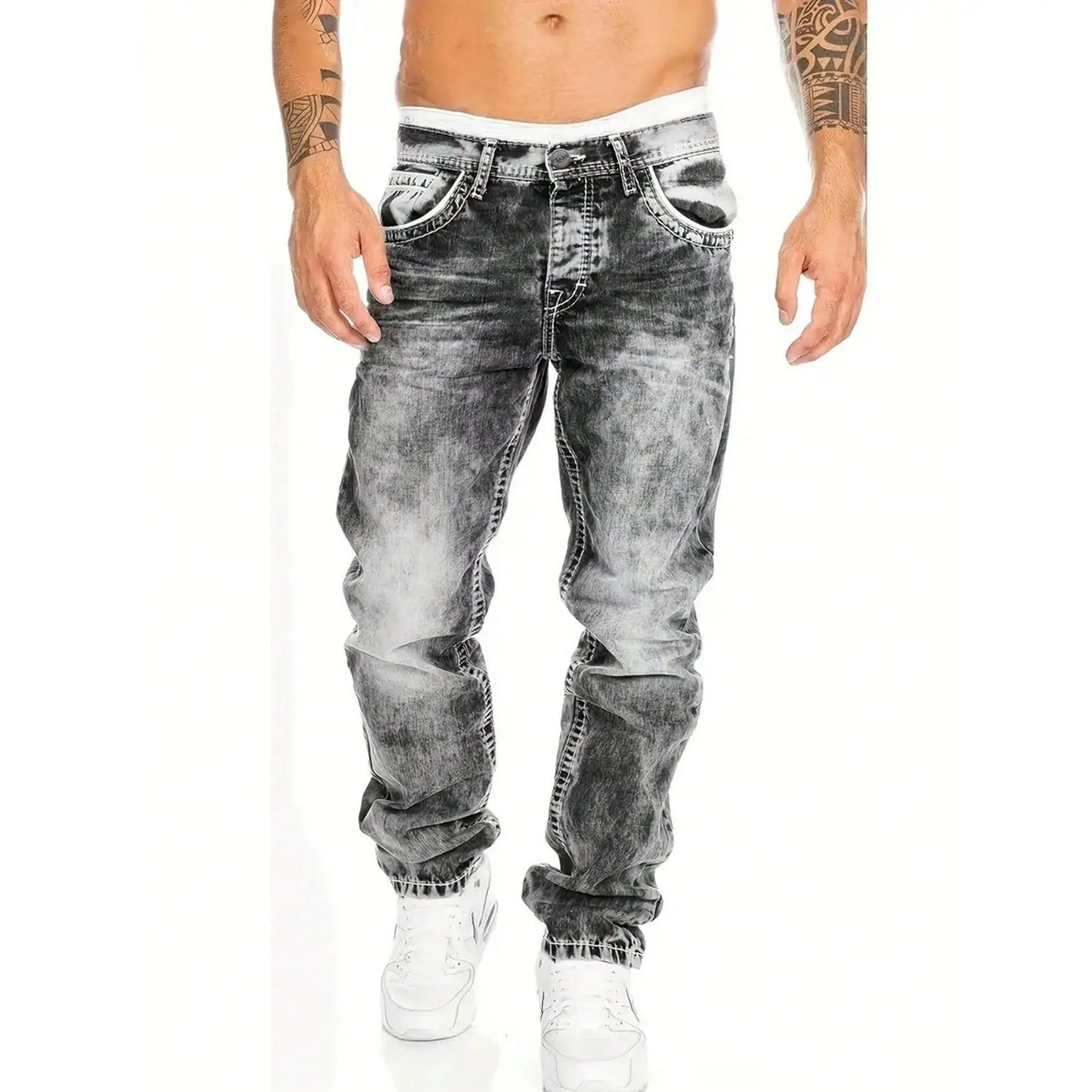 👖 Pánské kreativní volné džíny s vintage efektem – pohodlí + streetwear styl