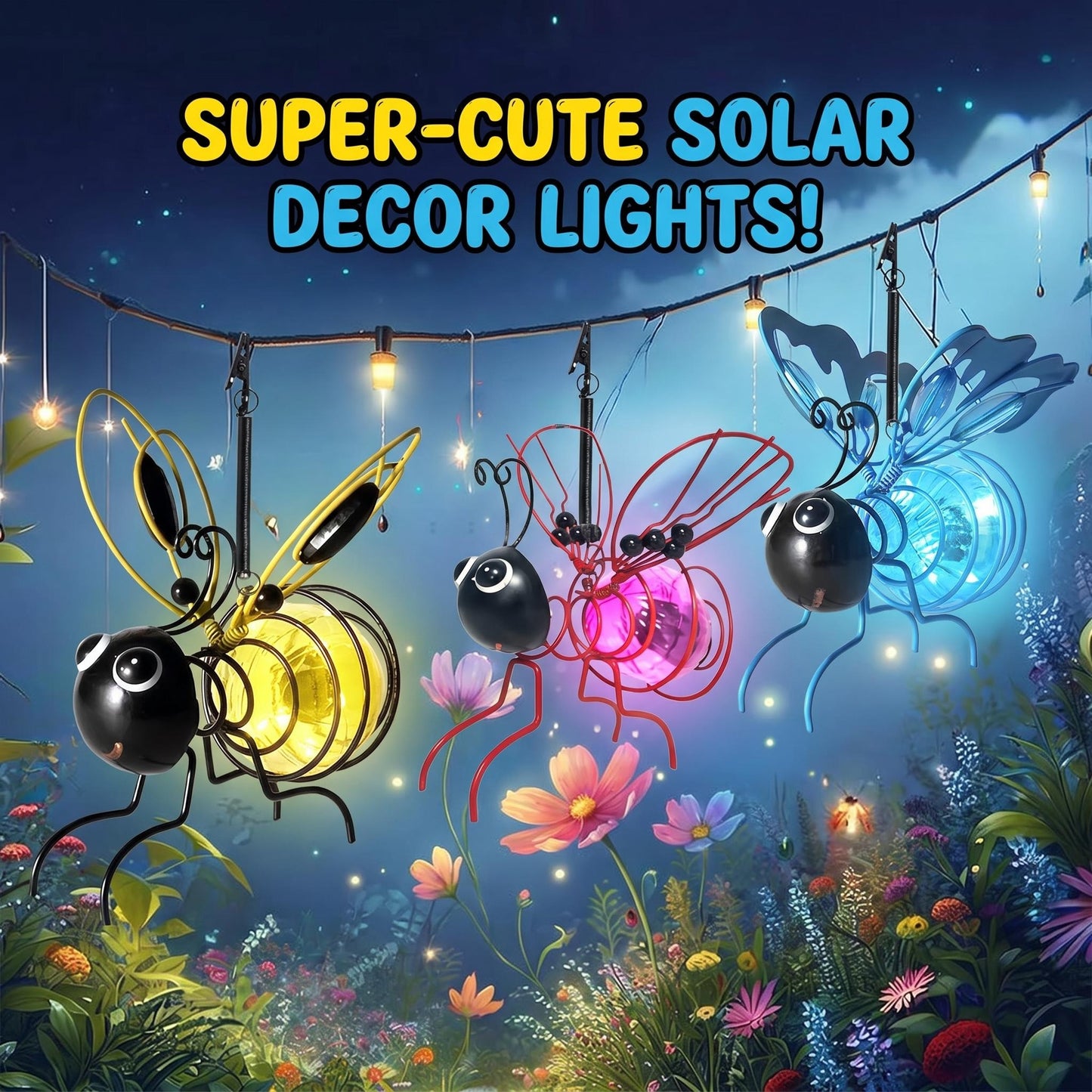 🐝Závěsná solární lampa ve tvaru včely pro venkovní použití
