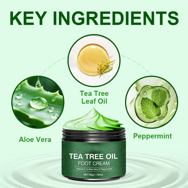 🦶 Zklidňující krém na nohy s aloe vera, tea tree a mátou – hydratace, chlad a úleva