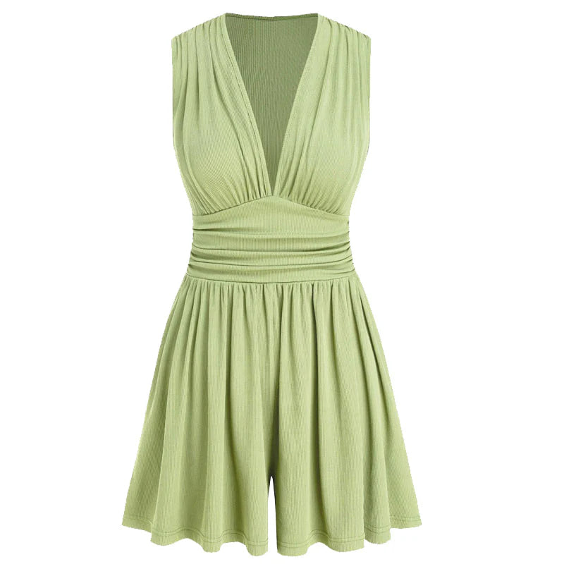 👗 Dámské plisované šaty s výstřihem do V – stažený pas a volný komfort na léto!