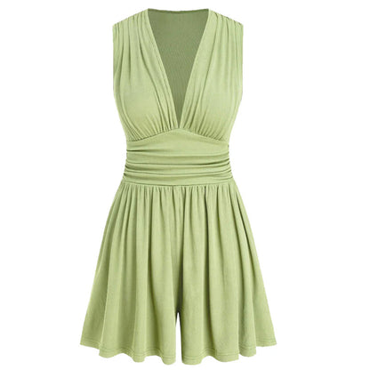 👗 Dámské plisované šaty s výstřihem do V – stažený pas a volný komfort na léto!