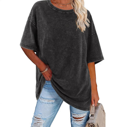 🔥 Novinka 2026-Dámské oversized tričko ve stylu vintage s omytým vzhledem